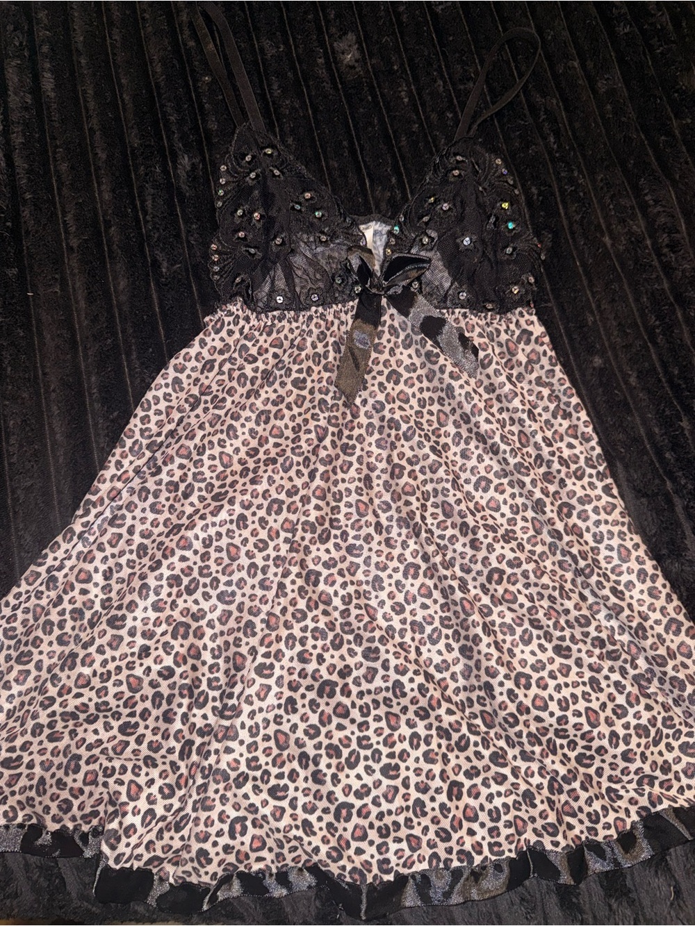 Black Lace & Leopard Chemise
